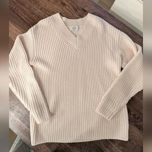 Aritzia Cream V-Neck Sweater